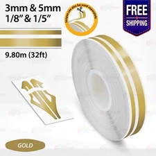 GOLD 1/8" & 1/5" Roll Vinyl Pinstriping Stripe Double Line Tape Decal Sticker