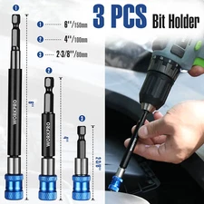 WORKPRO Drill Bit Extension Set, 3Pcs Magnetic Extender with Aluminum Sleeve