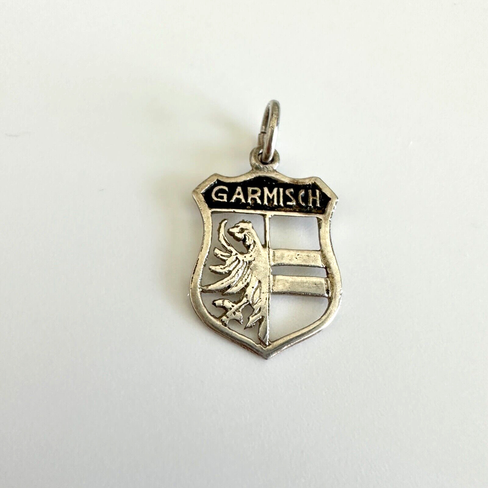 Vintage 925 Sterling Silver Enamel Garmisch Germany Souvenir Charm Pendant