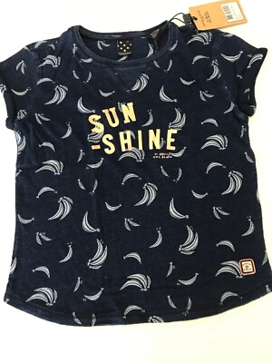 NWT 8 Scotch & Soda R Belle Sun-shine Banana Dutch Denim Blue Top Tee Girl s