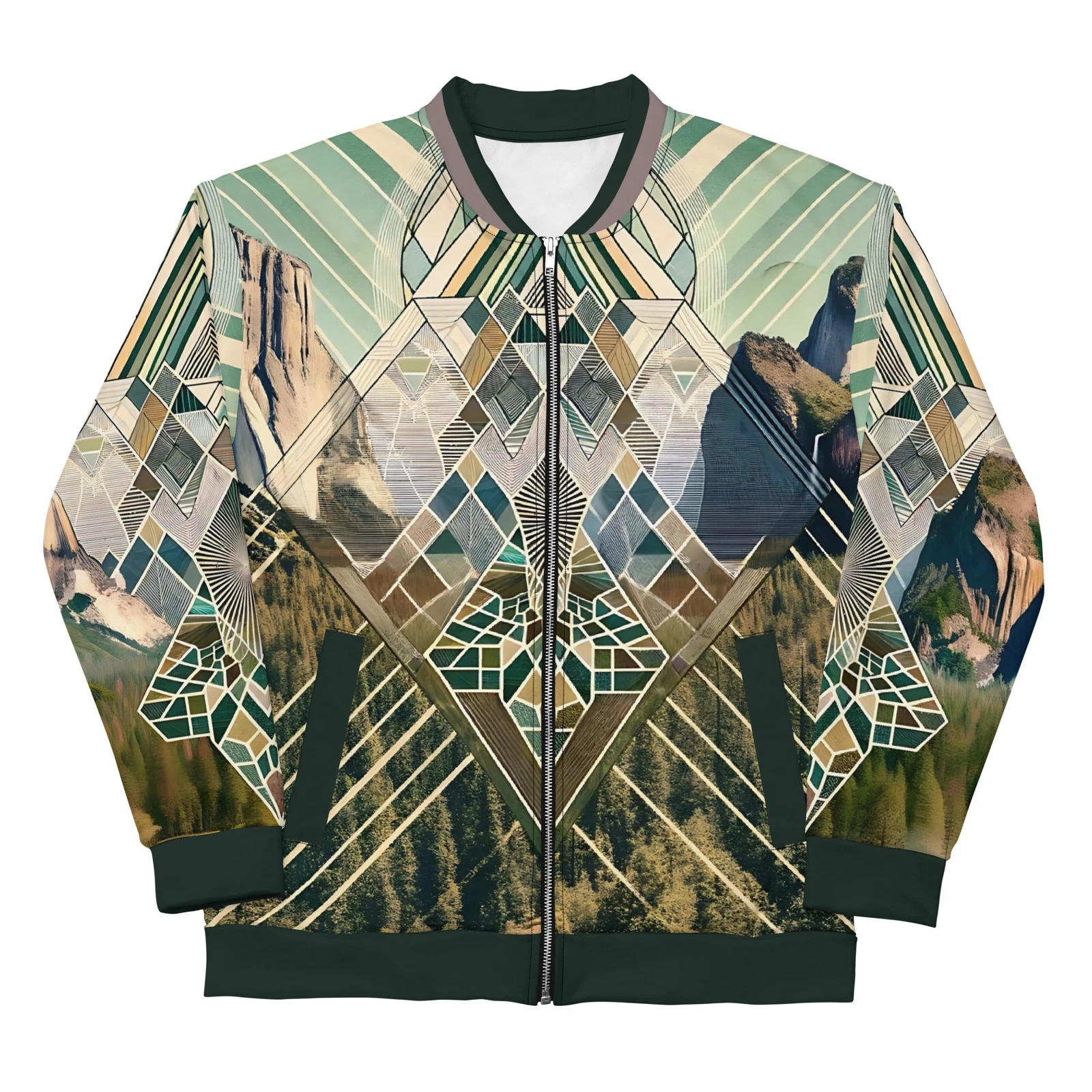 Yosemite Valley Bomber Unisex Geometric Festival Jacket Full Zip Outdoor
Opens in a new window or ta