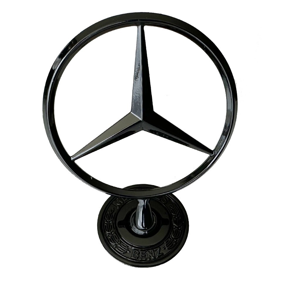 Gloss Black Mercedes Bonnet Raised Star Emblem Badge Chrome C E S