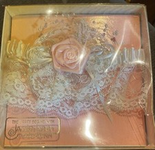 Vintage Jamie Lynn Bridal Wedding Garter Belt White Lace W/ Pink Rose Pearls NIB