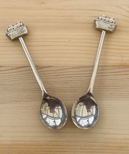Vintage 2 X  Silver Plated BOAT Themed Teapoons Spoons