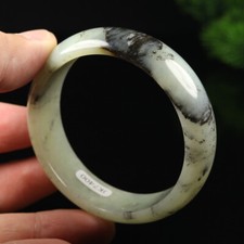 55mm Grade A 100% Natural Black Green Jade Bracelet Bangle Xiu Jade RT7400
