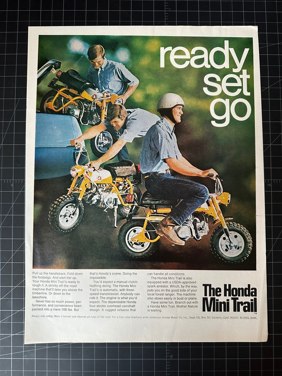 Vintage 1969 Honda Mini Trail Motorcycles Print Ad