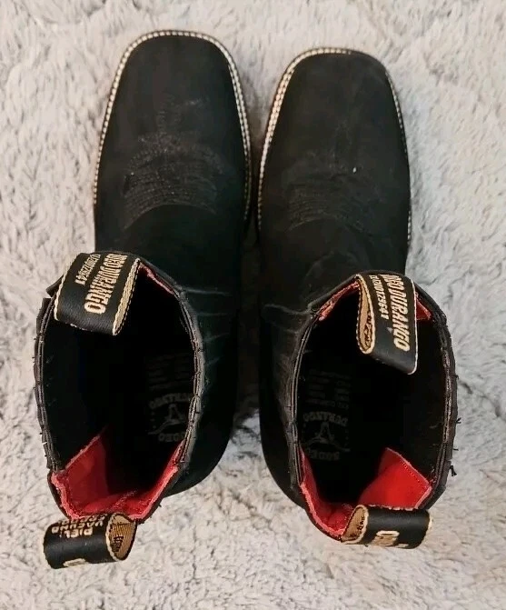 BOTINES RODEO DURANGO HOMBRE PULL ON CUERO NEGRO PUNTERA CUADRADA TALLA 9 Foto 4 de 4