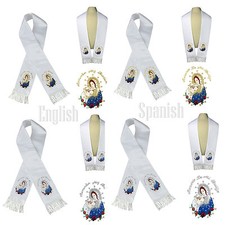 Color Virgin Mary  Pope Embroidery Christening Stole Scarf Sash New Born 7 yrs