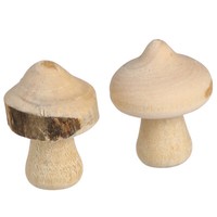 Streudeko Mini Pilze Holzdeko Natur Mit Rinde Ø2Cm 36 St - Tischdeko