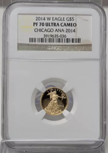 2014 W American Gold Eagle $5 NGC PF 70 Ultra Cameo - Chicago ANA