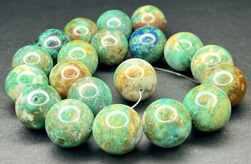 Very Rare Vintage 20mm Natural Green Chrysoprase Round Gemstone Beads 20ct -234g - Image 3 of 4