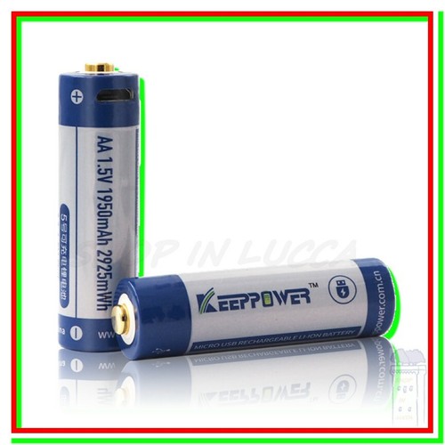 2 batterie ricaricabili AA 1,5v litio 2925mWh 1950mAh pile stilo