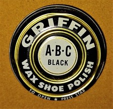 Griffin ABC Black Wax Shoe Polish in Vintage Tin - Polish is Still Good