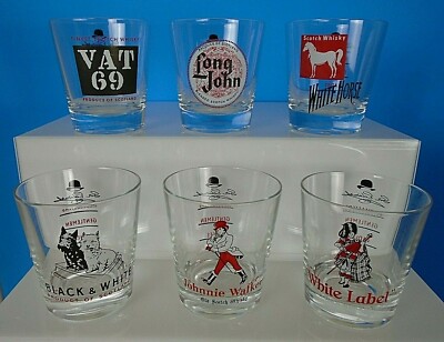 Vintage Lot of 6 Sir Edwards Scotch Whiskey Barware Glasses, Scottish, 1960's
