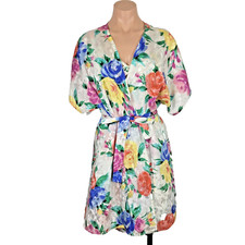 VTG Cinema Etoile Floral Lace Nightgown 2pc Robe Set Peignoir Sz S/M BEAUTIFUL
