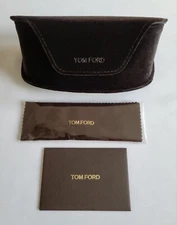 TOM FORD LARGE BROWN VELVET SUNGLASS CASE w CARD & CLEANING CLOTH