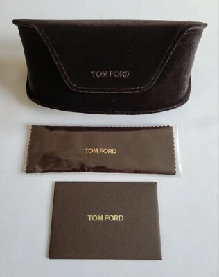 TOM FORD LARGE BROWN VELVET SUNGLASS CASE w CARD & CLEANING CLOTH