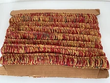 Upholstery Fringe Luxury 6 Yards Red/Gold/Green Chenille Drapery Pillow Trim VTG