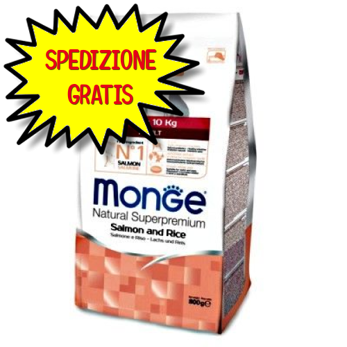 MONGE CANE CROCCHETTA MINI ADULT SALMONE E RISO 800 G