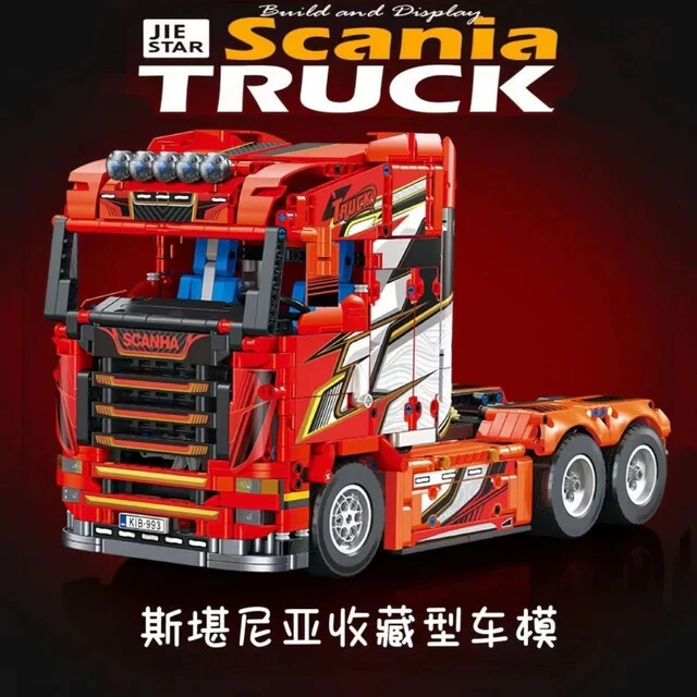Building Block JIESTAR JJ9070 Scania Tractor Truc Construction DIY