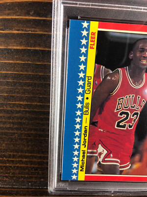 1987 Fleer Michael Jordan Sticker Basketball Card #2 PSA 7 NM