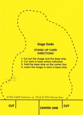 1994 Cardz Tiny Toon Adventures #57 Gogo Dodo Stand-up Card | eBay