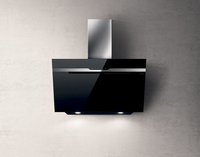 Elica Cappa Cucina 90 Aspirante a Parete in Vetro Nero MAJESTIC NO DRIP BL/A/90