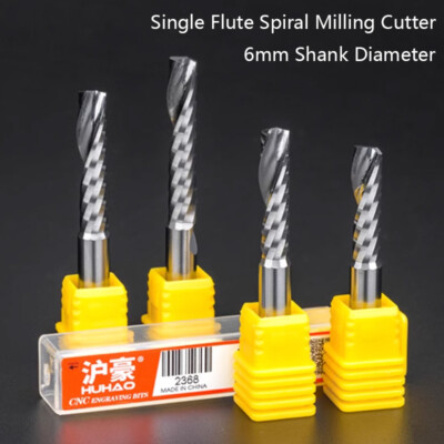 6mm Shank Carbide Single Flute End Mill Spiral Router Bit Milling Cutter Bit CNC