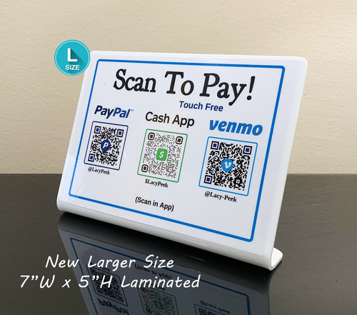 QR Code Customer Payment Sign For Venmo Cash App PayPal Zelle Apple 