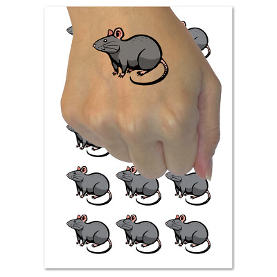 Curious Rat Rodent Temporary Tattoo Water Resistant Fake Body Art Set