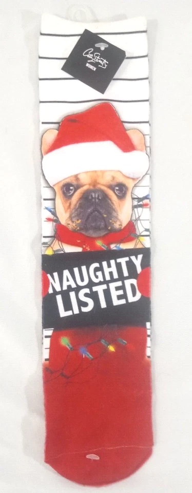 Calcetines "Naughty Listed" para mujer niña 3D City Streets Navidad Pug perro talla 4-10 Foto 3 de 4