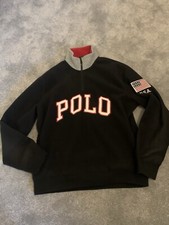 Ralph Lauren Polo Półzamek błyskawiczny Polar Czarny Szary Czerwony Rozmiar Medium