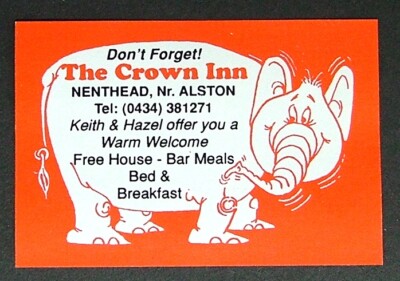 Matchbox Label Pub The Crown Inn Nenthead Alston Cumbria - Elephant - ME453
