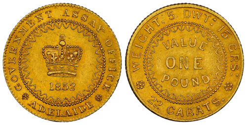 South Australia. Victoria 1852 AV Adelaide Pound. NGC MS62+ Fr.-3 - 第 1/1 張圖片
