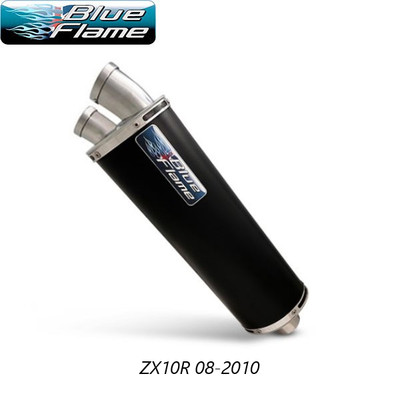 ZX-10R EXHAUST 2008-2010- KAWASAKI- BLUEFLAME SATIN BLACK TWIN PORT