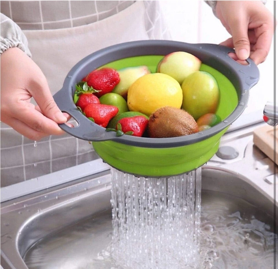 Juego de colador plegable de 3-2 piezas 4 cuartos y 1 pieza 6 cuartos sobre el fregadero Foto 4 de 4