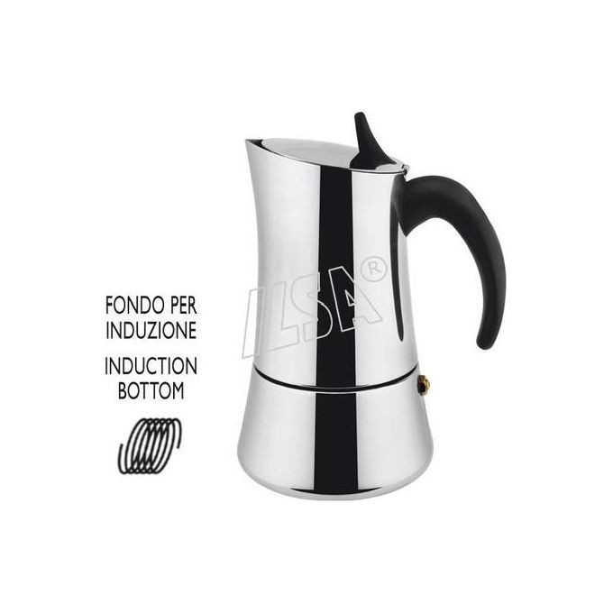 Ilsa Elly Caffettiera Induzione 4 Tazze Acciaio Inox 18/10 | Moka Made in Italy
