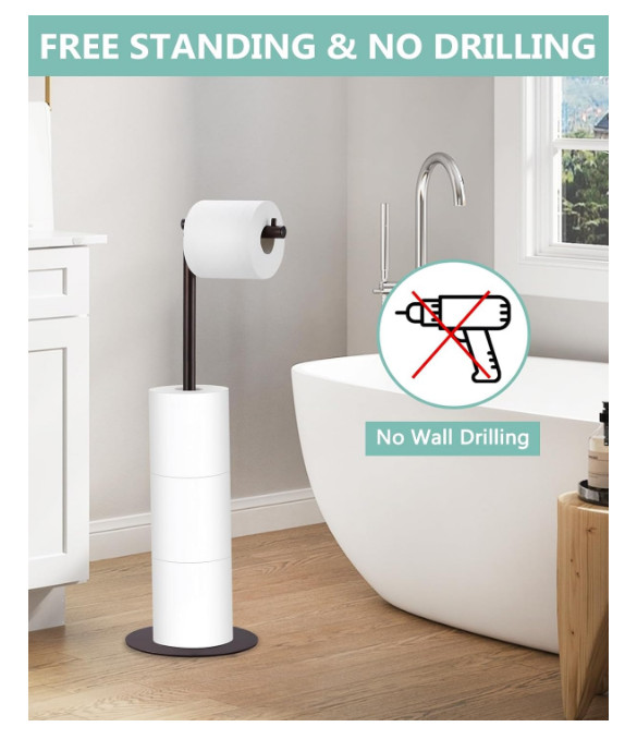 Toilet Paper Holder Stand, Free Standing Toilet Paper Roll Holder for 4 Spare Ro