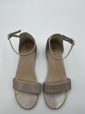 Wonder Nation Shimmery Grey Flat Sandals Size 5 Girls