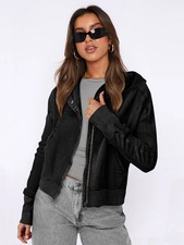 Women's Patchwork Waffle Knit Long Sleeve Zip Cardigan Sweater Black