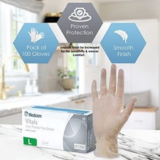 Medicom Vitals Vinyl Disposable Gloves Powder Free Clear Large 100 Pack — image 15