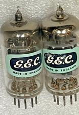 RARE NOS B329 ECC82 MATCH PAIR GEC BLACK TALL PLATES SQUARE GETTER BRITISH TUBES