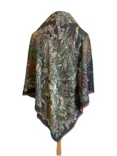 S28 Vintage Italian Silk Scarf Botanical Jungle Print 100 Silk Made in Italy