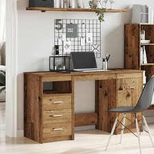 Modern Wooden Large Home Office Computer Writing Desk With 3 Drawers Cupboard