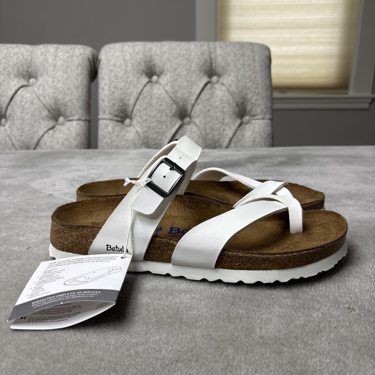 Betula Birkenstock Mia Sandals Womens Size White Cork Foot Birko