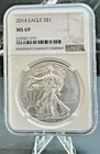 2014 American Eagle Silver $1 Graded MS69 By NGC ~ 320