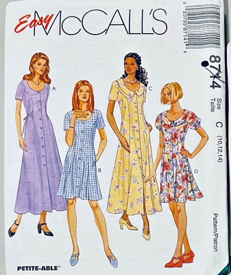 MCALLS PATTERN 8714 SIZE 10-14 PETITE ADJ EASY SEMI FIT DRESS DESIGN CHOICES