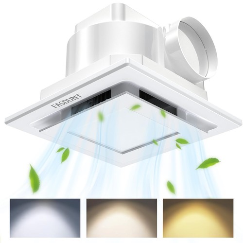 Bathroom Exhaust Fan with Light, 120 CFM 1.0 Sones Quiet Bathroom Fan with Li...