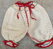Vintage Crochet Bloomers Pants Infant Baby Girls Lace Tie Clothespin Bag