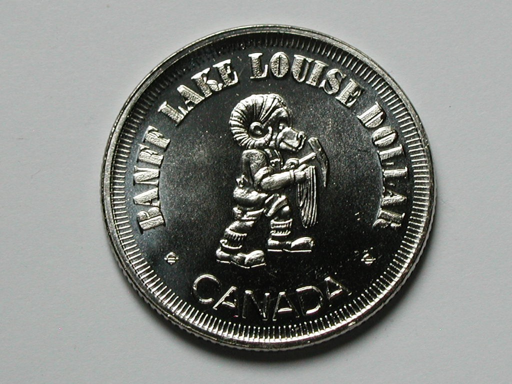 Banff AB CANADA 1982 Souvenir Trade DOLLAR Token with Rocky